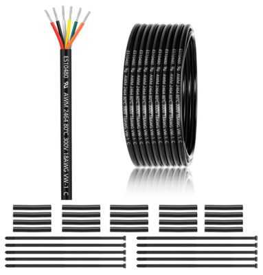 50FT  18 Gauge 6 Conductor Electrical Wire UL 2464 18 AWG 6 Wire Cable 18/6 Core