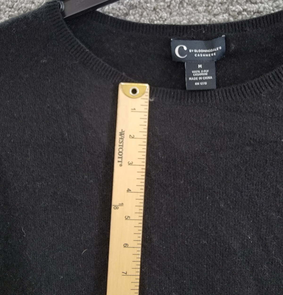 C by Bloomingdale's Cashmere Boat Neck Asymmetrical Sweater Women's M Black - Picture 7 of 19
