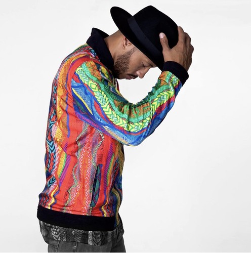 Pre-owned Coogi Silk Bomber Jacket Men's Size 3xl Multi Color Authentic $600 In Multicolor