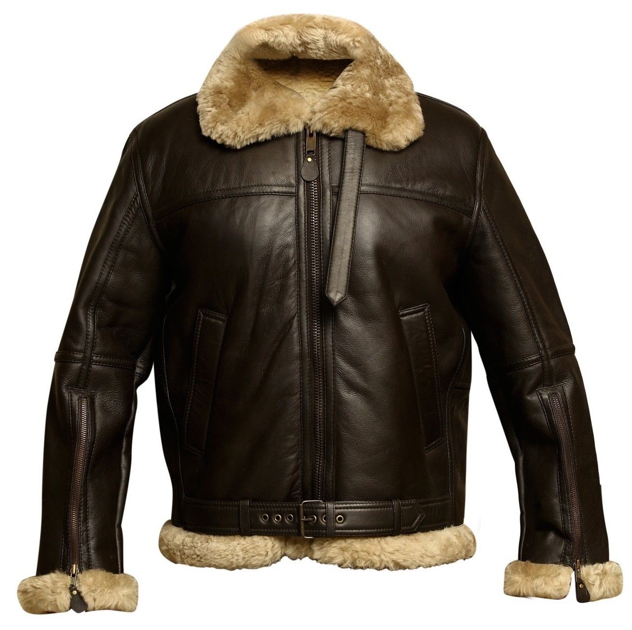 Preowned Rsh Leathercraft Raf Aviator Brown Bomber Real Shearling Real