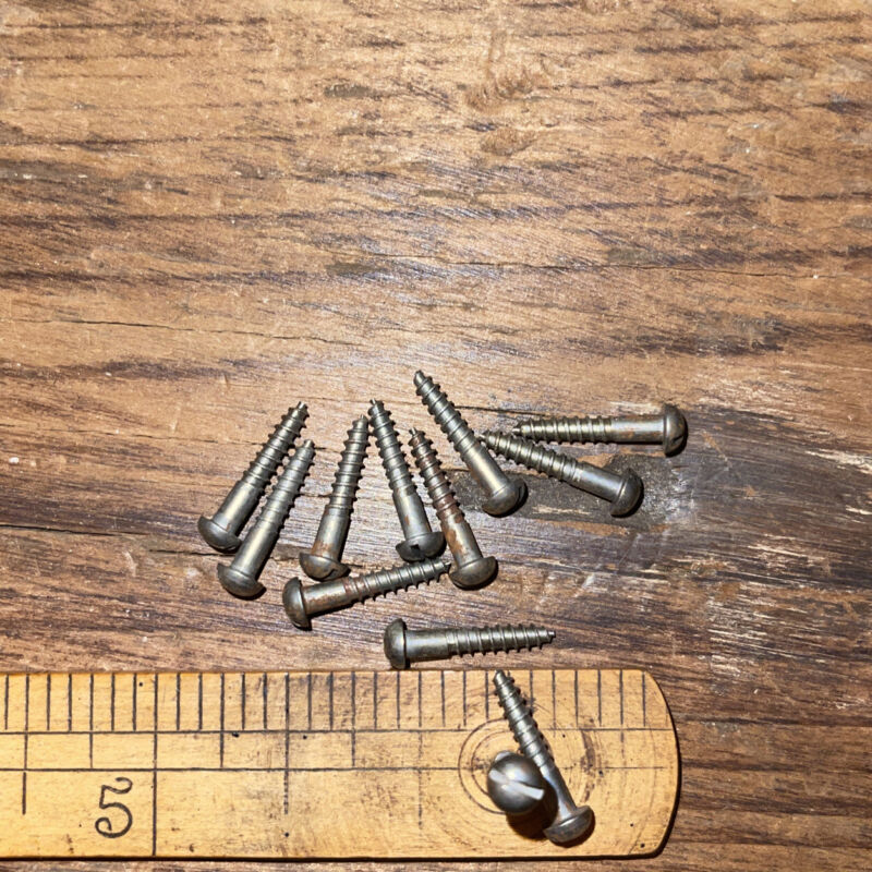 4 X 5/8 Antique Wood Screws Round Head Slotted Steel For Historic Hardware