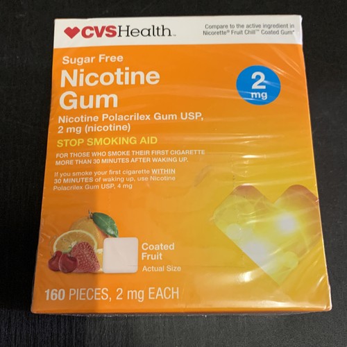 CVS Health Nicotine Gum 2mg 160 Pieces FRUIT Flavor SUGAR FREE 5/2022の