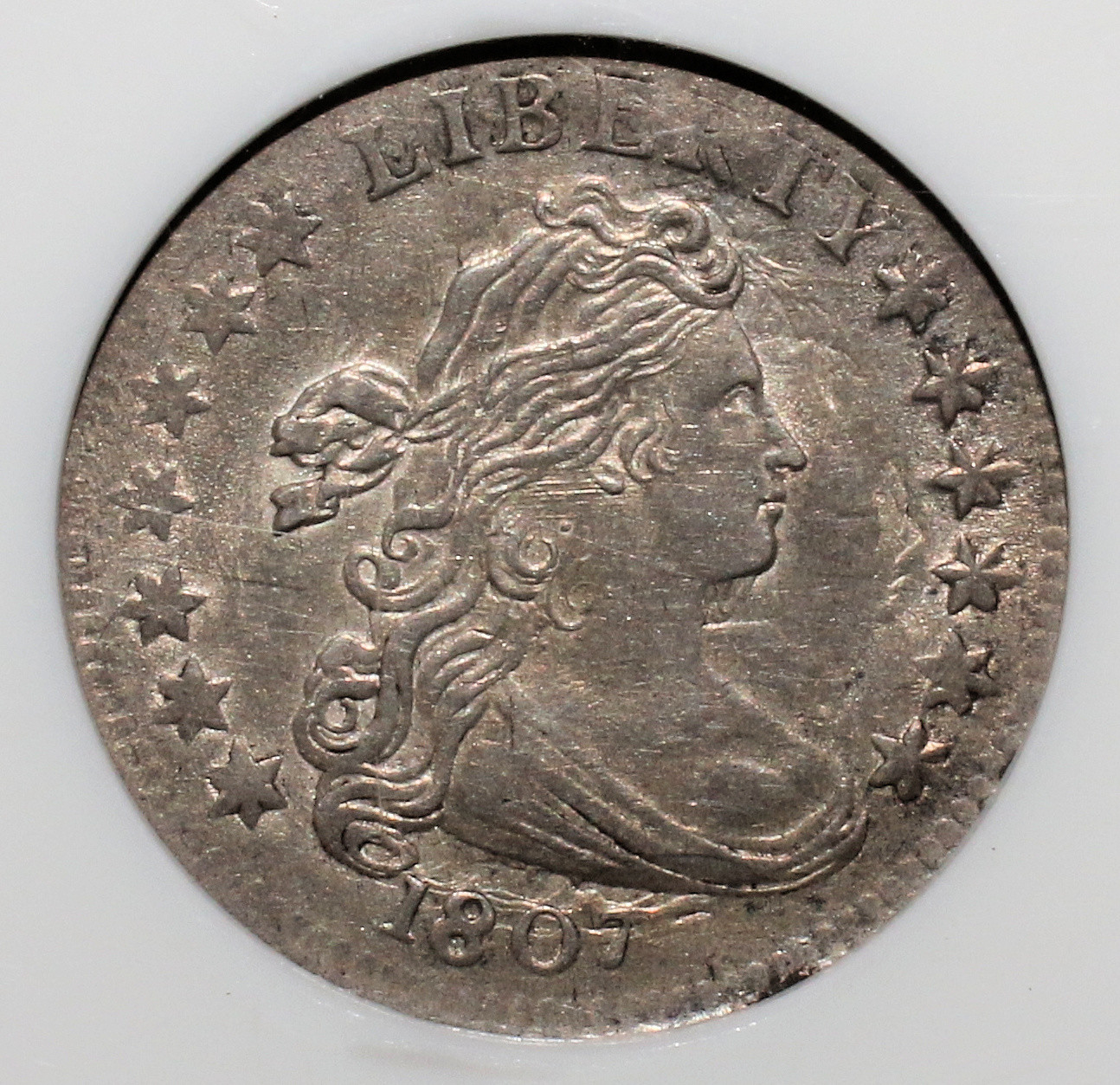 1807 DRAPED BUST DIME NGC AU 55 HIGH GRADE CAC CERTIFIED