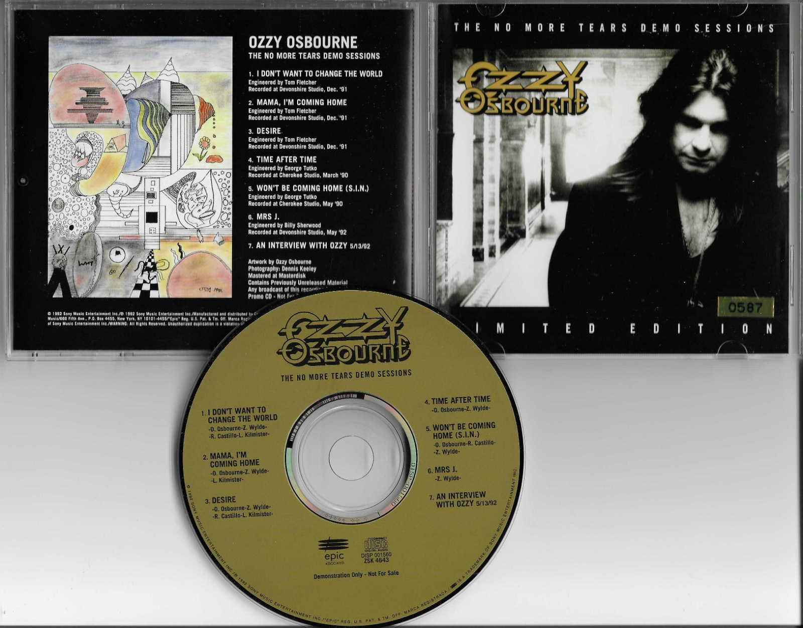 OZZY OSBOURNE No More tears DEMO SESSIONS RARE TRX&