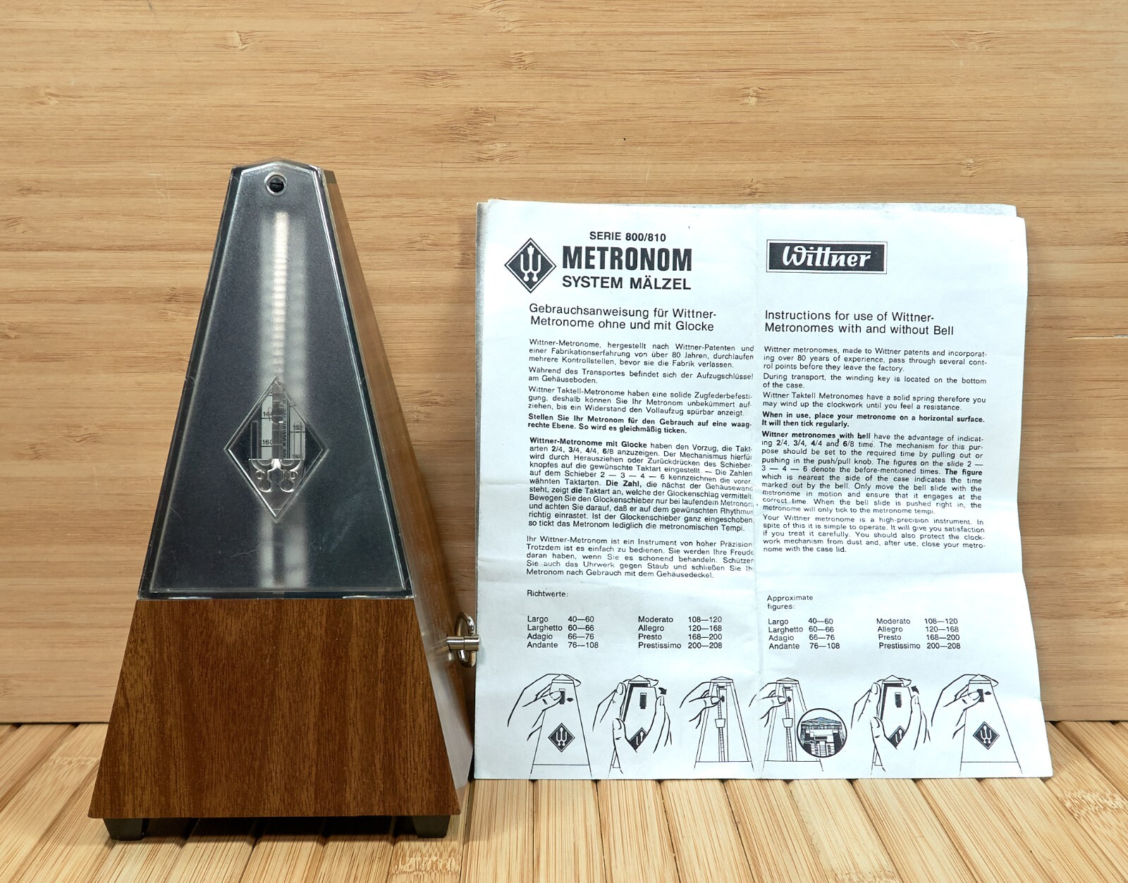 Vintage 80s Wittner System Malzel 807 K Metronome, Made in