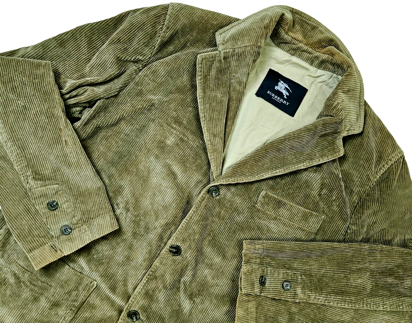 HOT VTG Men's BURBERRY LONDON @ LEYLAND SPORTS CORDUROY OLIVE TAN