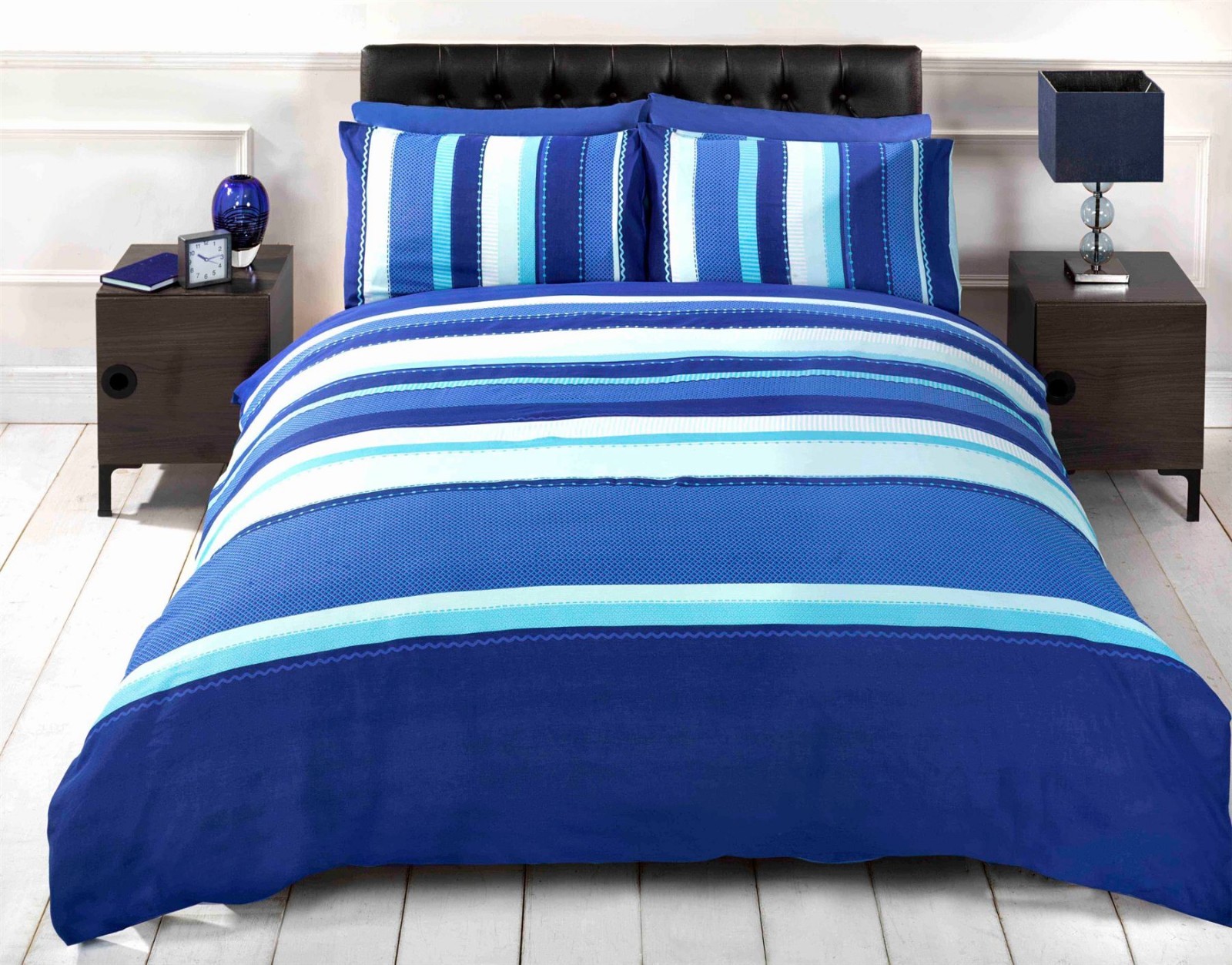 Pillowcase Bedding Bed Sets Blue White Duvet Cover Check Double
