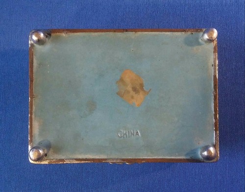 Nice Old Chinese Carved Jade Medallion Enamel Cloisonne Hinged Metal Box