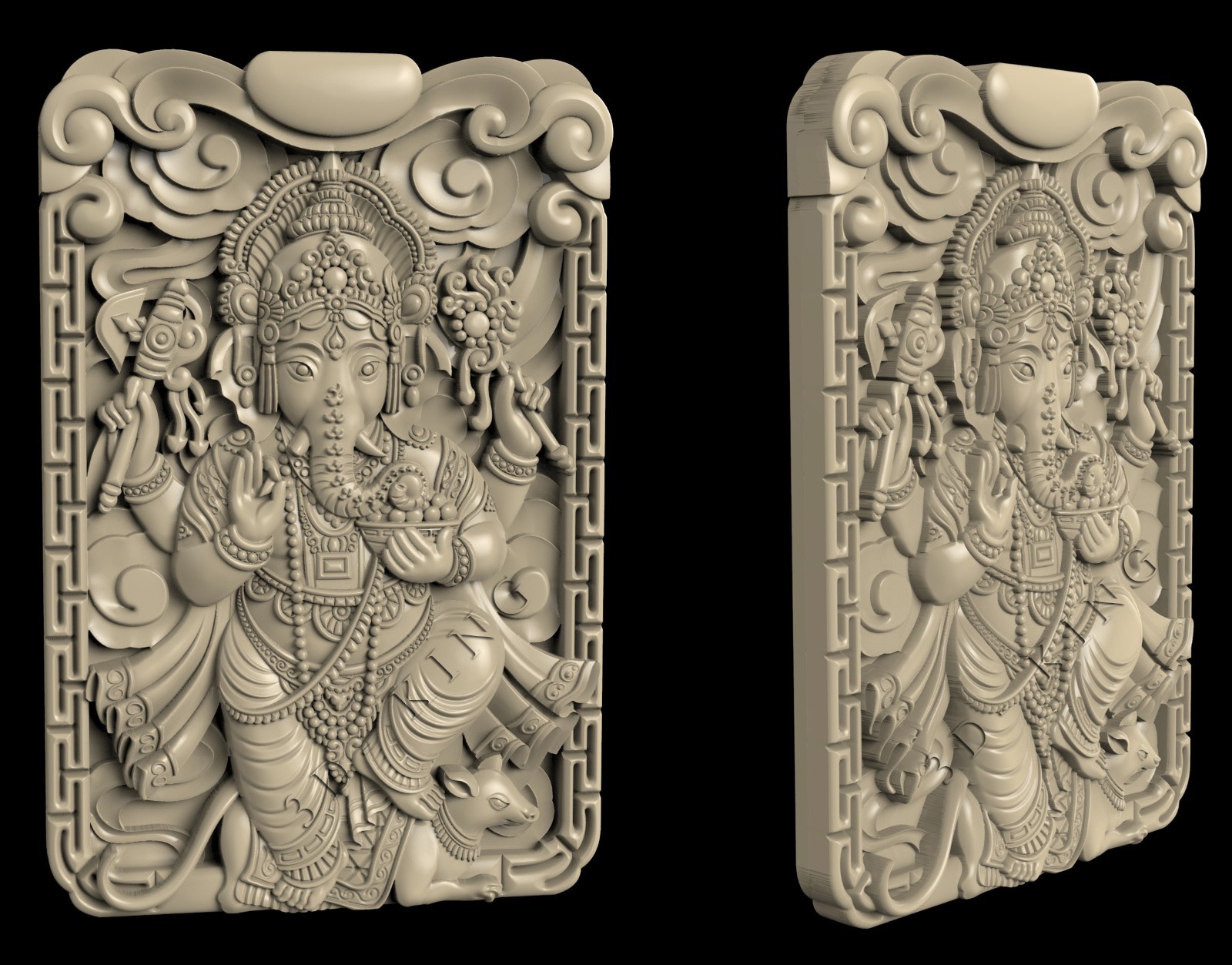 3D STL Model The God Ganesha for CNC Router 3D Printer Engraver Carving Aspire