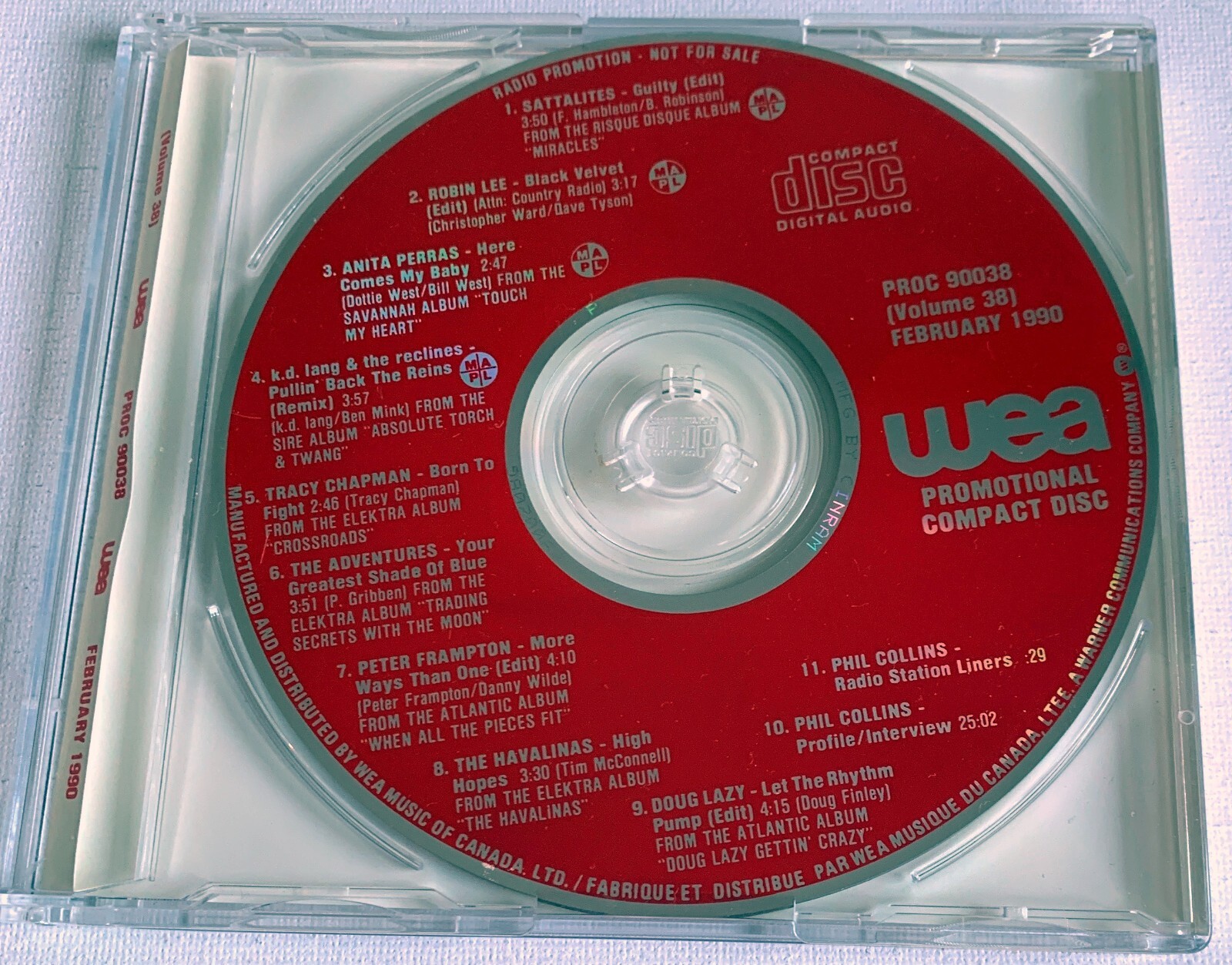 WEA:VOL.38 FEB.1990-CD PROMO-(VARIOUS)Sattalites,k.d. lang