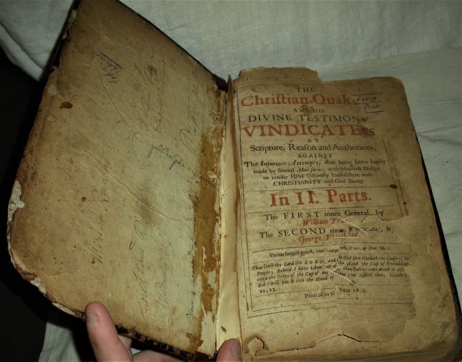 1674 CHRISTIAN QUAKER WILLIAM PENN OWNED ORIGINAL LAND SETTLER PENNSYLVANIA vafo