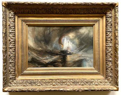 Ölgemälde nach W. Turner: Dampfschiff in stürmischer See * vergoldeter Rahmen