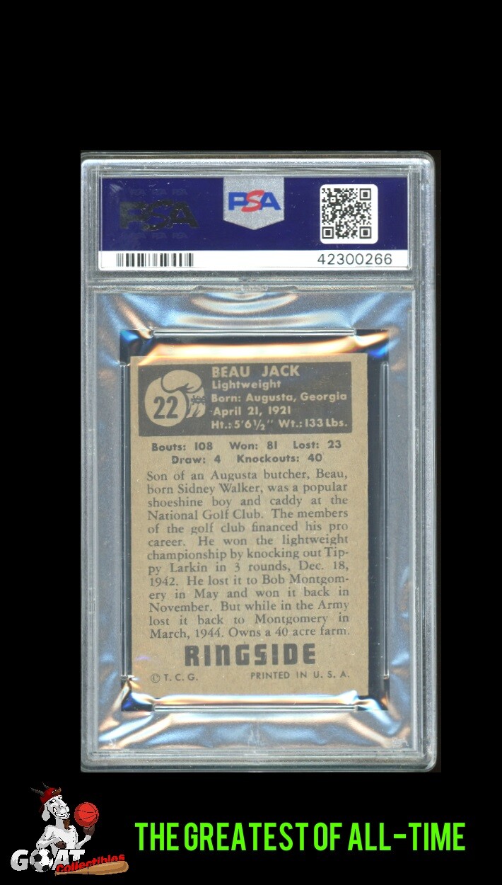 1951 TOPPS RINGSIDE #22 BEAU JACK HOF PSA 7 - GORGEOUS CARD
