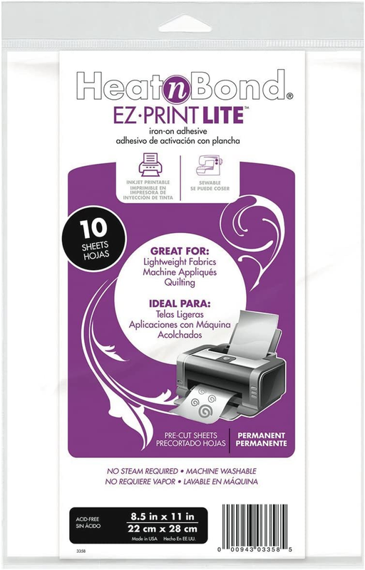 Thermo Web 3358 Heat and Bond Ez-Print Lite Iron-On Adhesive, 8-1/2 by 11-Inch,