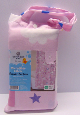 Comfort Bay Microfiber Fabric Pink Shower Curtain Unicorns & Castles