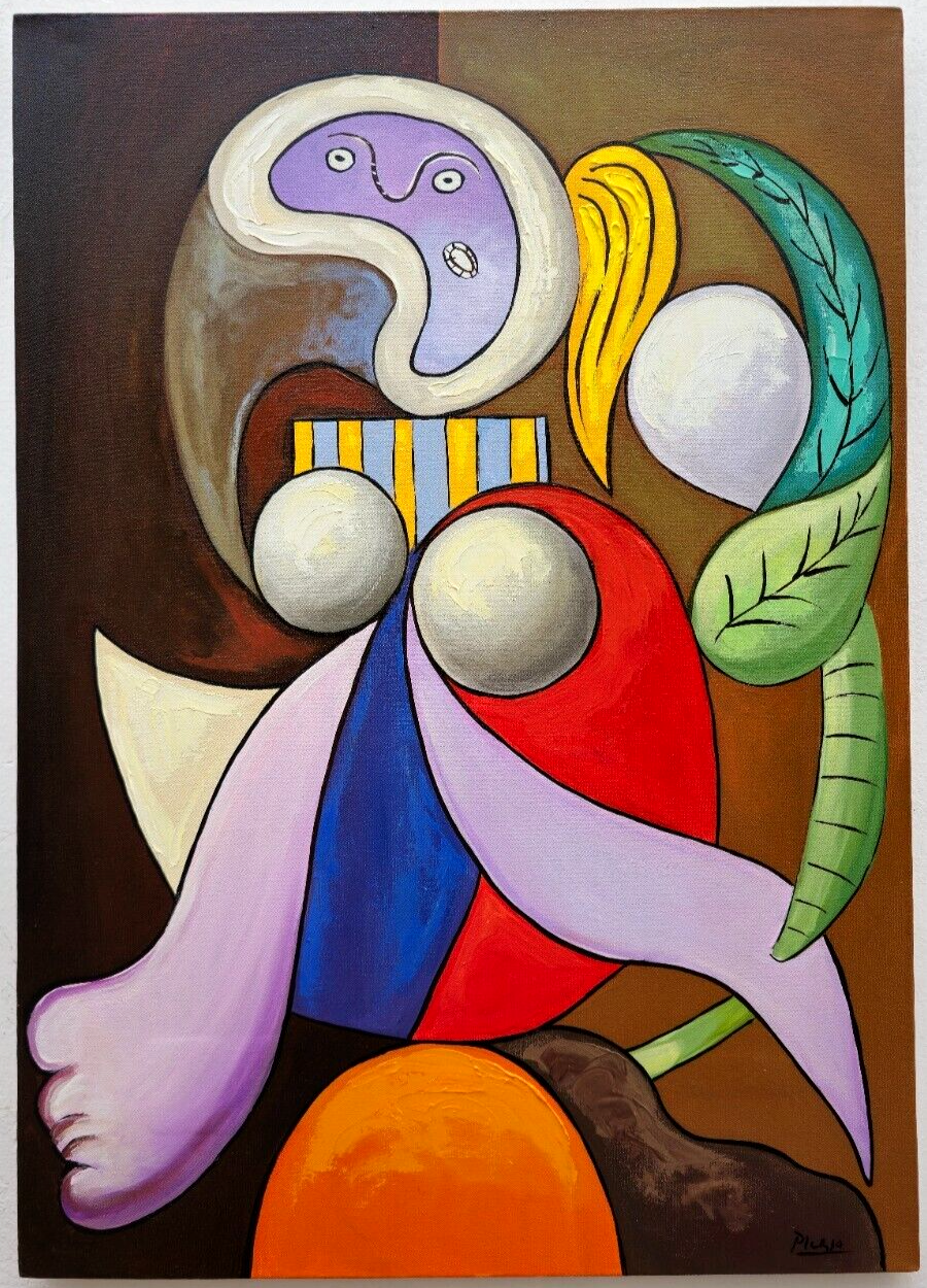 PABLO PICASSO 28x20 in. (Woman With) Oil Painting on canvas