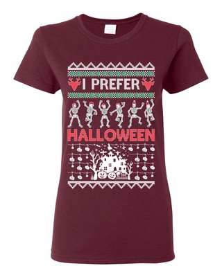 I Prefer Halloween Dancing Skeletons Women Graphic TShirt
