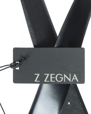 Pre-owned Zegna Belt Double Face Leather Italy Man Black Bspox19324 Ner Sz.105 Make Offer