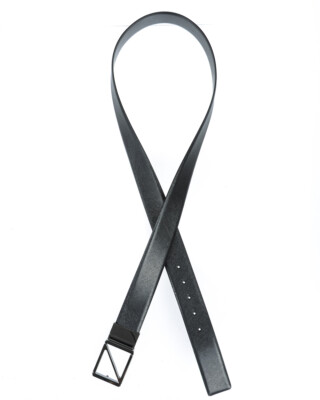 Pre-owned Zegna Belt Double Face Leather Italy Man Black Bwinx1505e Ner Sz.115 Make Offer