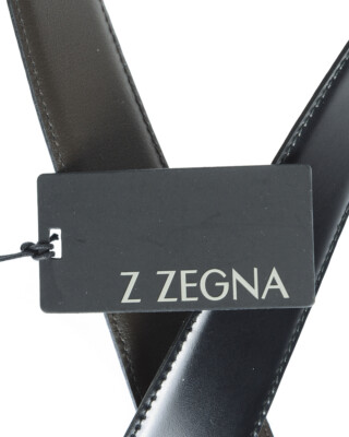 Pre-owned Zegna Belt Double Face Leather Italy Man Black Brdcx2505d Ntm Sz.110 Make Offer