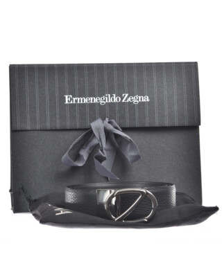 Pre-owned Zegna Belt Double Face Leather Italy Man Black Bkibm2994g Nvt Sz.105 Make Offer