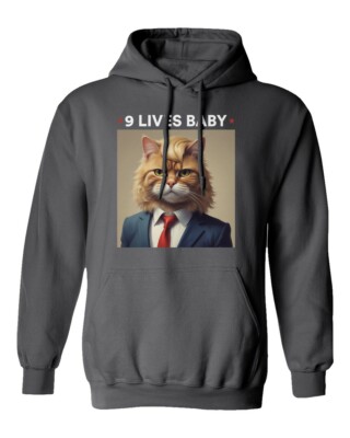 Trump Cat 9 Lives Baby Funny President Elections Unisex Hooded Sweatshirt