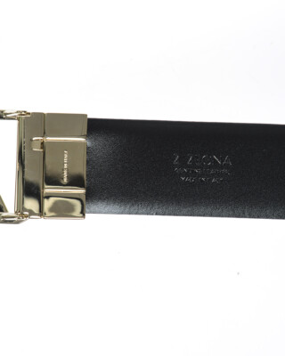 Pre-owned Zegna Belt Double Face Leather Italy Man Black Bwinm2958f Ner Sz.115 Make Offer