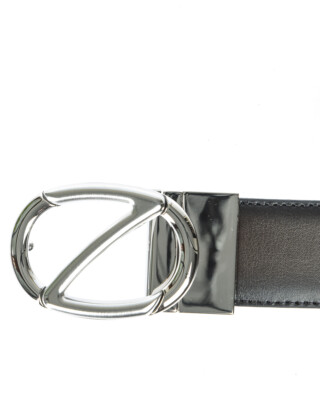 Pre-owned Zegna Belt Double Face Leather Italy Man Black Zpj45f408b Ndh Sz.110 Make Offer