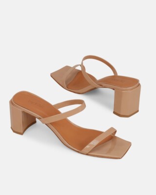 BY FAR Tanya Nude Patent Leather Mule Sandal New Size 39 NIB US 9