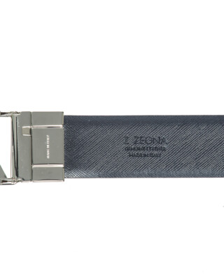 Pre-owned Zegna Belt Double Face Leather Italy Man Black Bsafm2965a Nen Sz.115 Make Offer