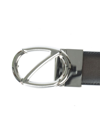 Pre-owned Zegna Belt Double Face Leather Italy Man Black Zpj45f408b Ndh Sz.110 Make Offer