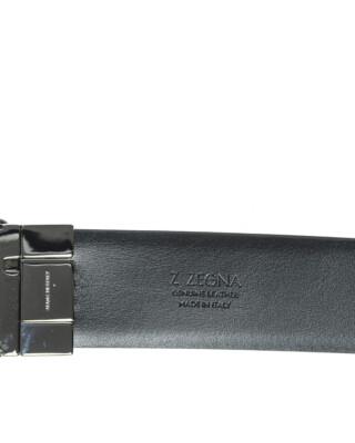 Pre-owned Zegna Belt Double Face Leather Italy Man Black Bwinx1505e Ner Sz.105 Make Offer