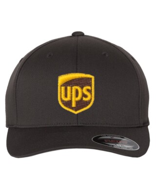 UPS Hats Caps  Yupoong Flex Fit Baseball Hat Cap Brown Center Logo
