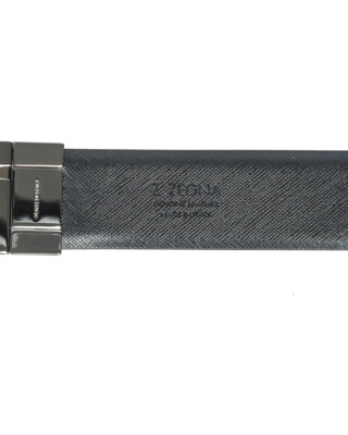 Pre-owned Zegna Belt Double Face Leather Italy Man Black Bspox19324 Ner Sz.110 Make Offer