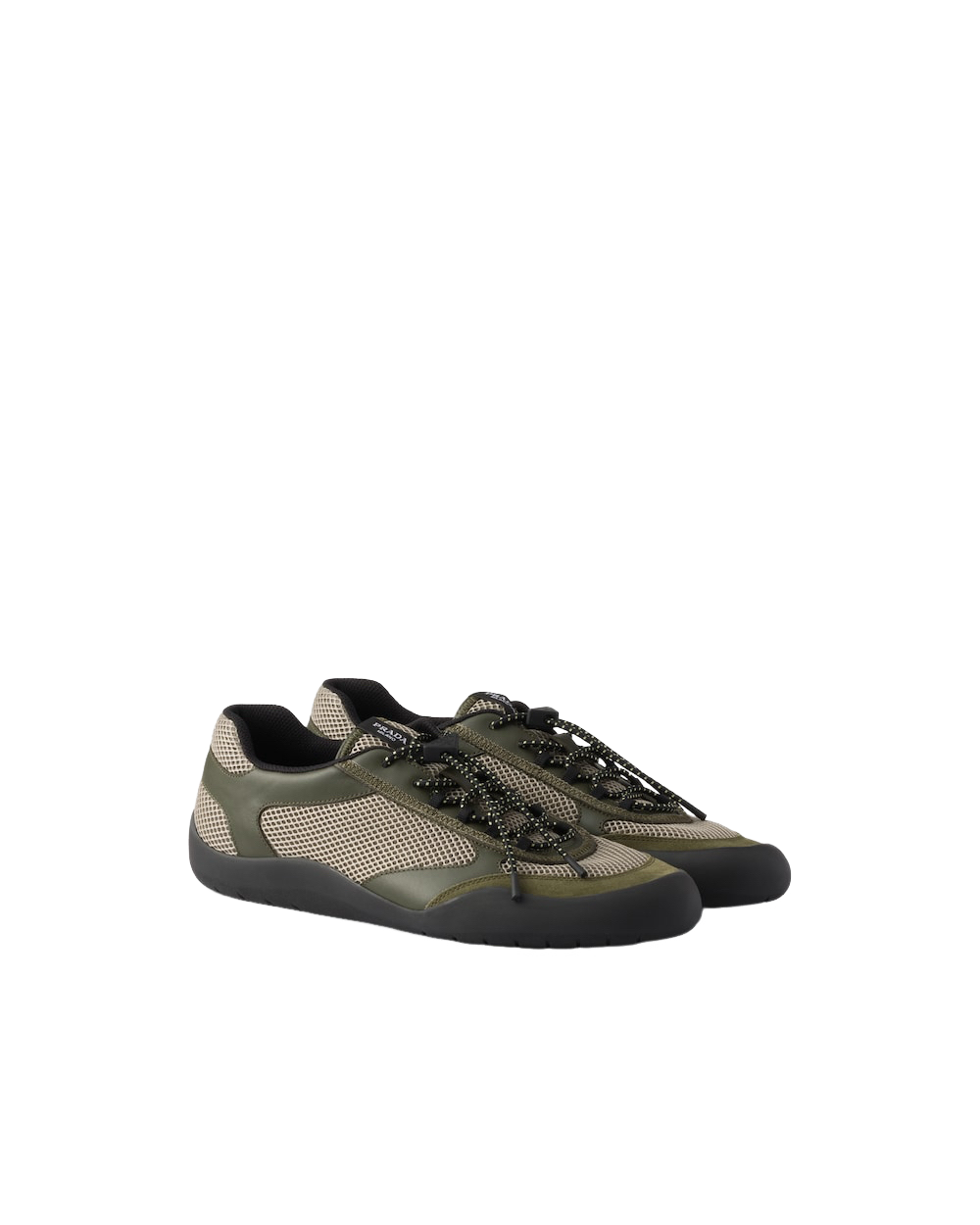PRADA Speedrock $1120 Military Green Leather/Mesh Sneakers New