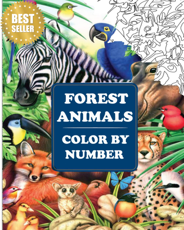 Forest Animals Color by Number: an Adult Coloring Book with Fun, Easy, and Relax