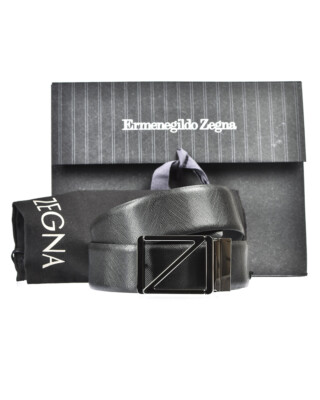 Pre-owned Zegna Belt Double Face Leather Italy Man Black Bwinx1505e Ner Sz.105 Make Offer