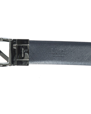Pre-owned Zegna Belt Double Face Leather Italy Man Black Bsafx1994c Nbu Sz.110 Make Offer