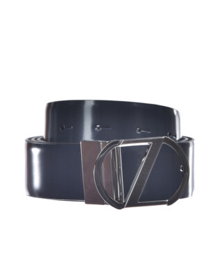 Pre-owned Zegna Belt Double Face Leather Italy Man Black Bspox19324 Zfn Sz.105 Make Offer