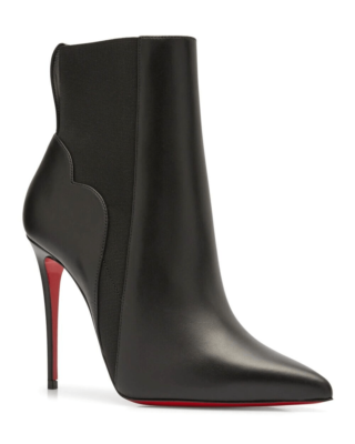 Christian Louboutin Chelsea Chick Red Sole Stiletto Boots Booties Black 39