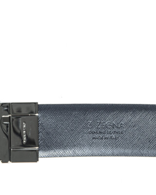 Pre-owned Zegna Belt Double Face Leather Italy Man Black Bsafx1994c Nbu Sz.110 Make Offer
