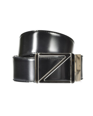 Pre-owned Zegna Belt Double Face Leather Italy Man Black Brdcx2505d Ntm Sz.110 Make Offer