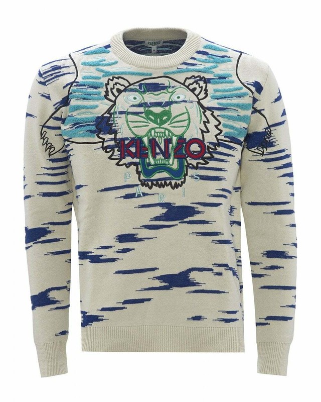 KENZO MENS TIGER CLAW KNIT JUMPER, OFF