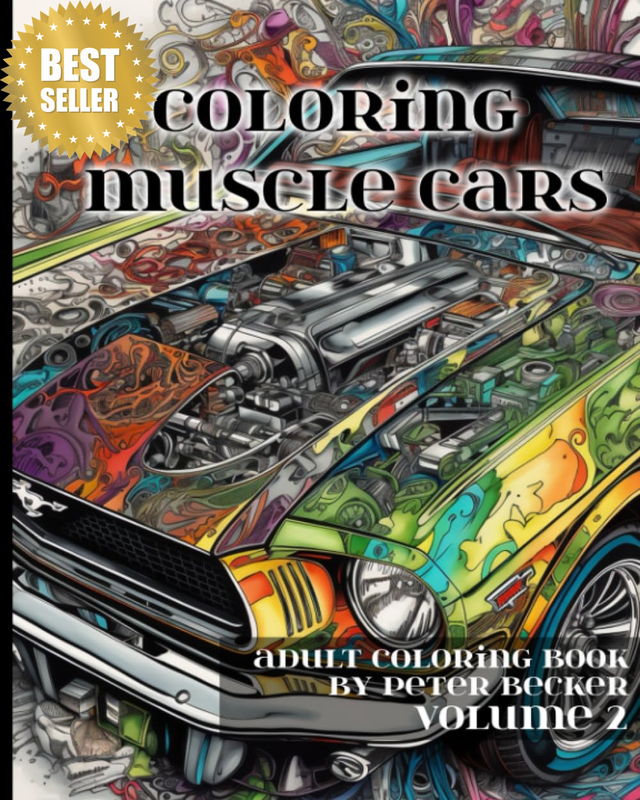 Coloring Muscle Cars: Adult Coloring Book: Stress Relieving Mandala, Patterns an