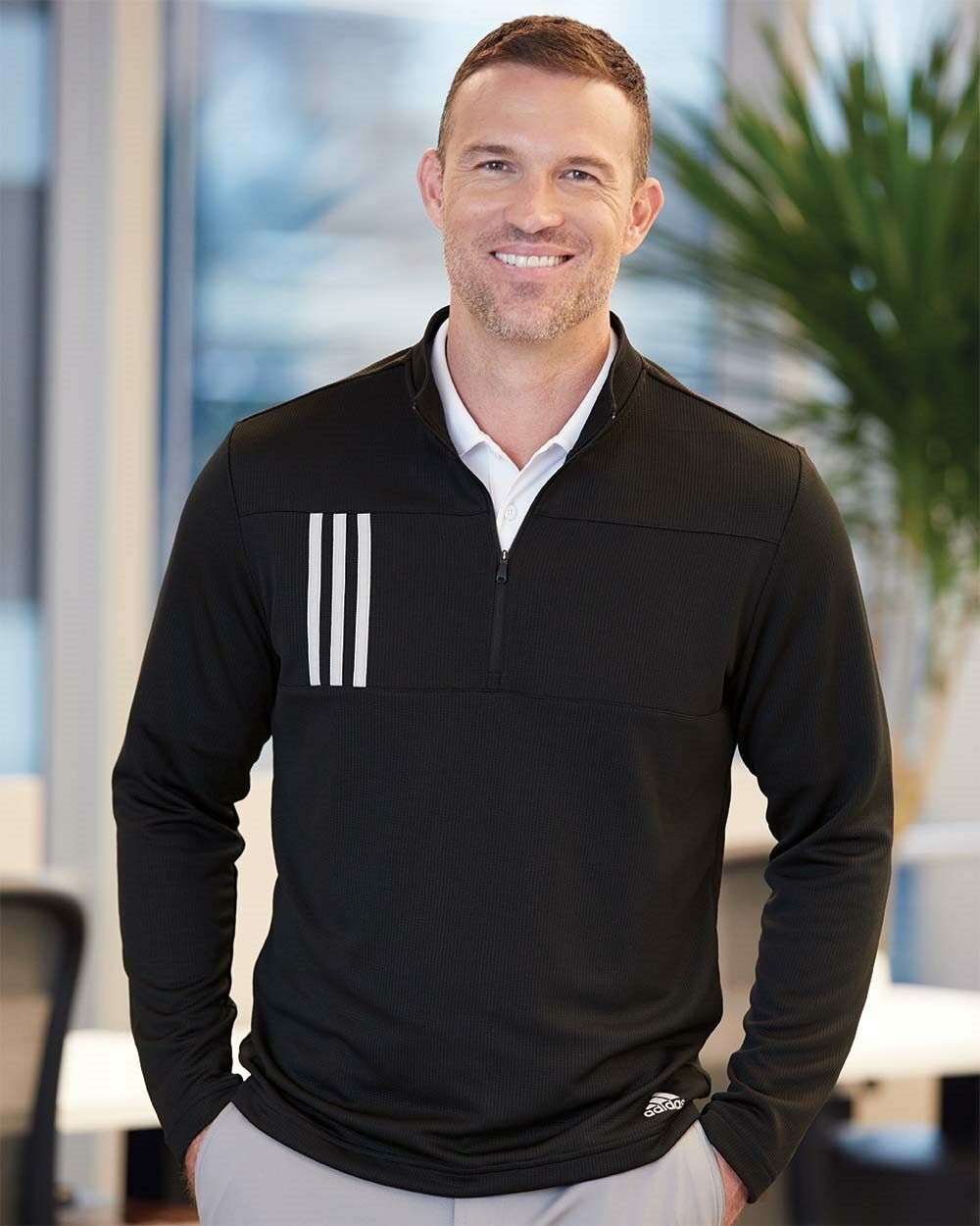 Adidas 3-Stripes Double Knit Quarter-Zip Pullover A482 S-4XL Adidas 3-Stripes Double Knit Quarter-Zip Pullover A482 S-4XL