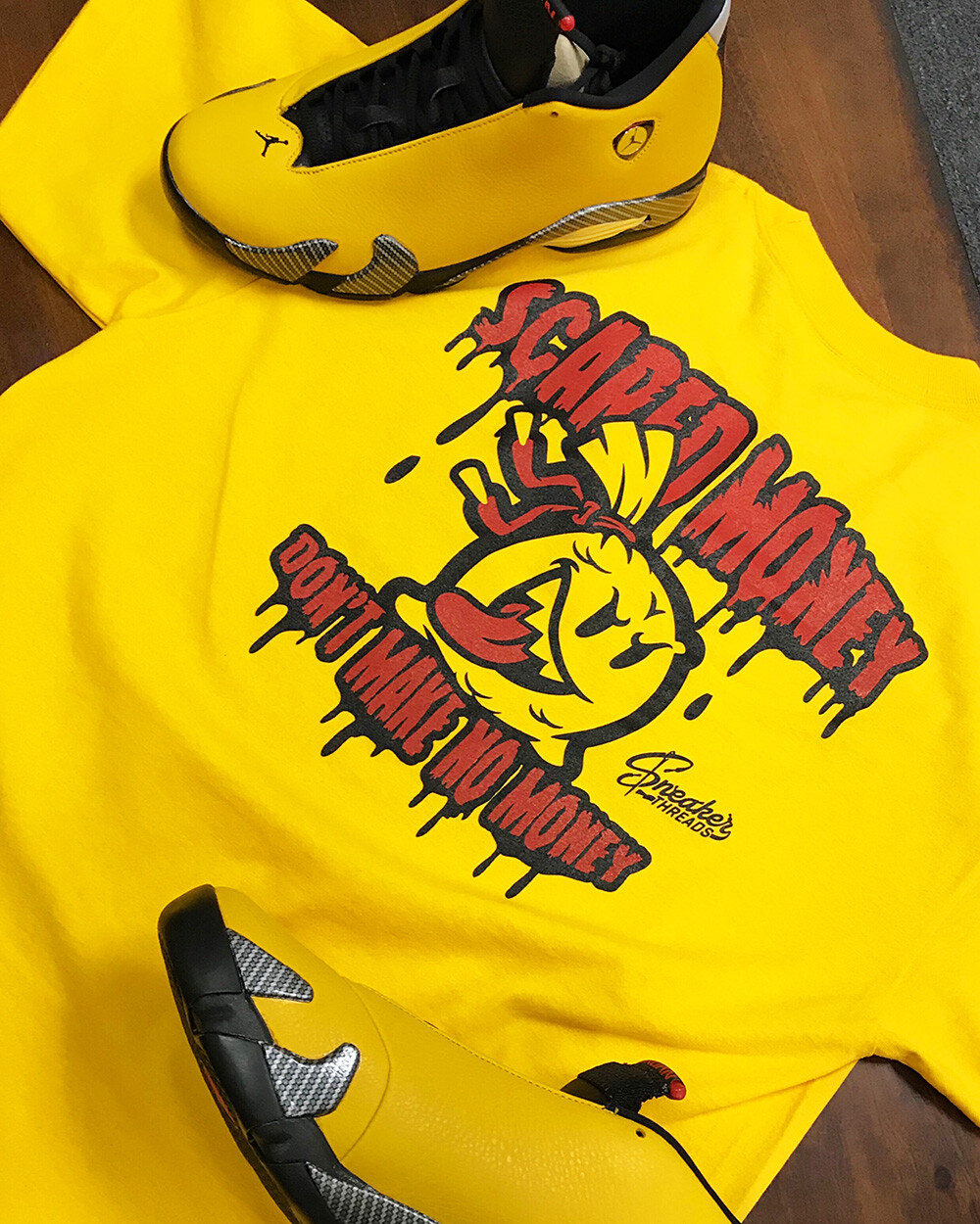 jordan 14 yellow ferrari shirt