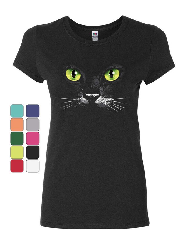 Cat Green Eyes Women's T-Shirt Animal Pet Lovers Kitten Huge
