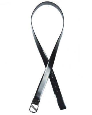 Pre-owned Zegna Belt Double Face Leather Italy Man Black Bspox19324 Ner Sz.105 Make Offer