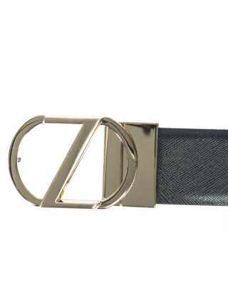 Pre-owned Zegna Belt Double Face Leather Italy Man Black Bwinm2958f Ner Sz.115 Make Offer