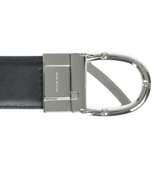 Pre-owned Zegna Belt Double Face Leather Italy Man Black Zpj45f408b Ndh Sz.110 Make Offer